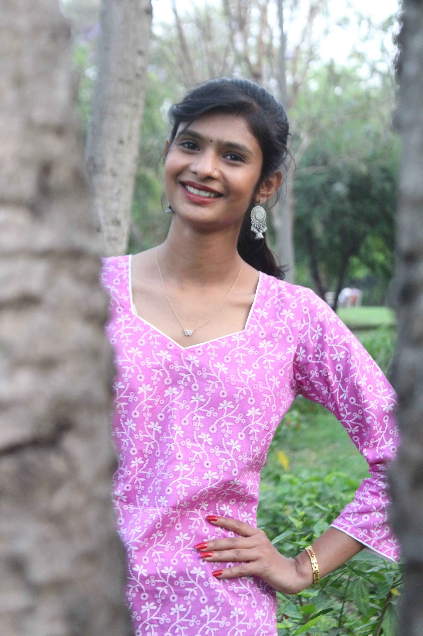 Gulbahar Pink Kurti - Stylish Printed Cotton Kurti for Everyday Wear
