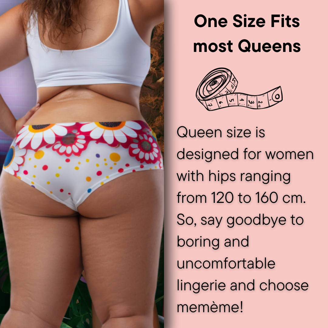 Memème Women’s Ultra-Comfortable Butterfly– Bliss - Queen Size Panties | Original Prints, Unique Designs | Breathable Cotton Crotch, Stretchy Fit, Soft Flat Seams, No Elastic Bands | Style: High Waisted Brief | Everyday Use