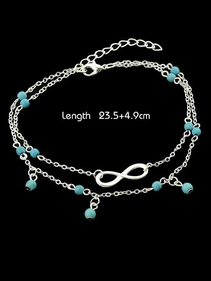 1 pc Double layer Chain Turquoise Infinity Anklet Barefoot Foot Beach Jewellery