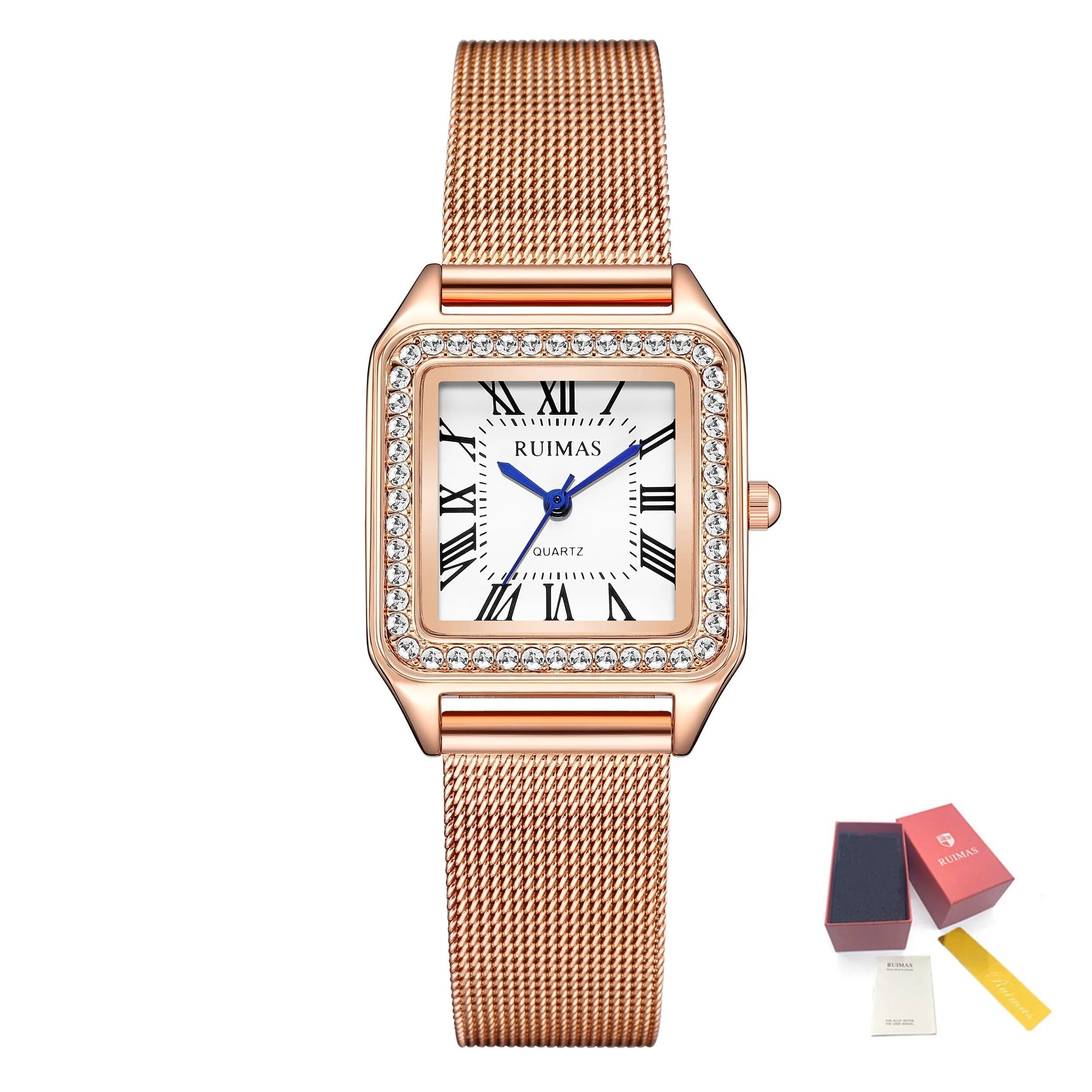 RUIMAS Fashion Stainless Steel Mesh Women Bracelet Watches Luxury Square Ladies Quartz Casual Wristwatches Female Dress Clock-7