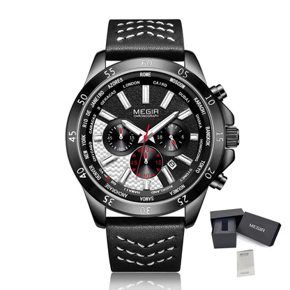 MEGIR Sports Watches for Mens Luxury Quartz Clock Chronograph Leather Fashion Casual Wristwatch Army Military Watch Reloj Hombre-15