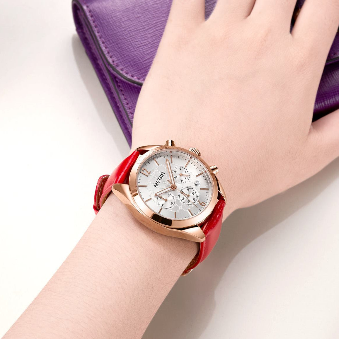 MEGIR Fashion Women Watches Luxury Ladies Casual Wristwatches Leather Female Quartz Bussiness Watch Dress Clock Relogio Feminino-2