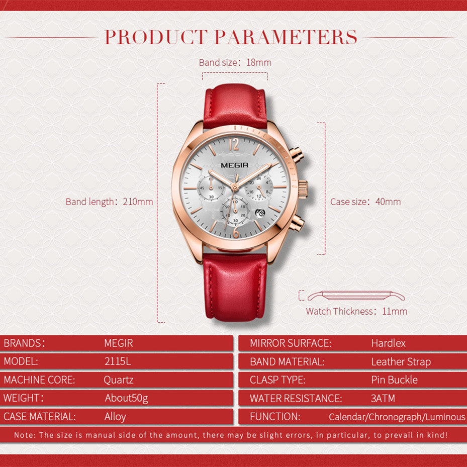 MEGIR Fashion Women Watches Luxury Ladies Casual Wristwatches Leather Female Quartz Bussiness Watch Dress Clock Relogio Feminino-8