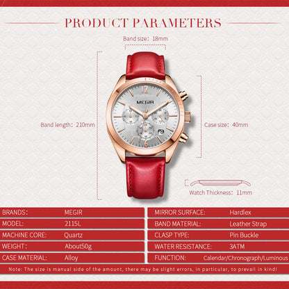 MEGIR Fashion Women Watches Luxury Ladies Casual Wristwatches Leather Female Quartz Bussiness Watch Dress Clock Relogio Feminino-8