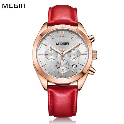 MEGIR Fashion Women Watches Luxury Ladies Casual Wristwatches Leather Female Quartz Bussiness Watch Dress Clock Relogio Feminino-0