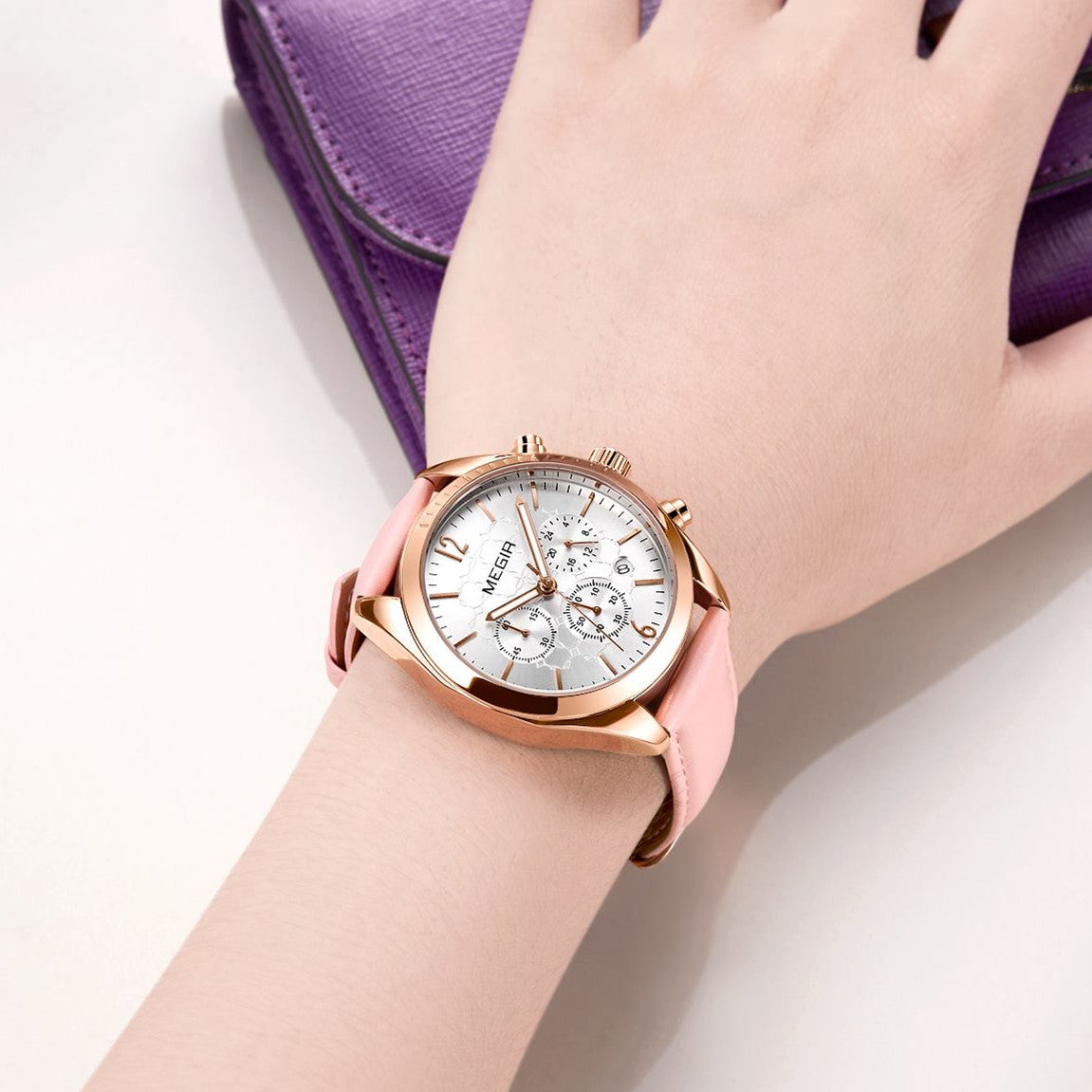 MEGIR Fashion Women Watches Luxury Ladies Casual Wristwatches Leather Female Quartz Bussiness Watch Dress Clock Relogio Feminino-3