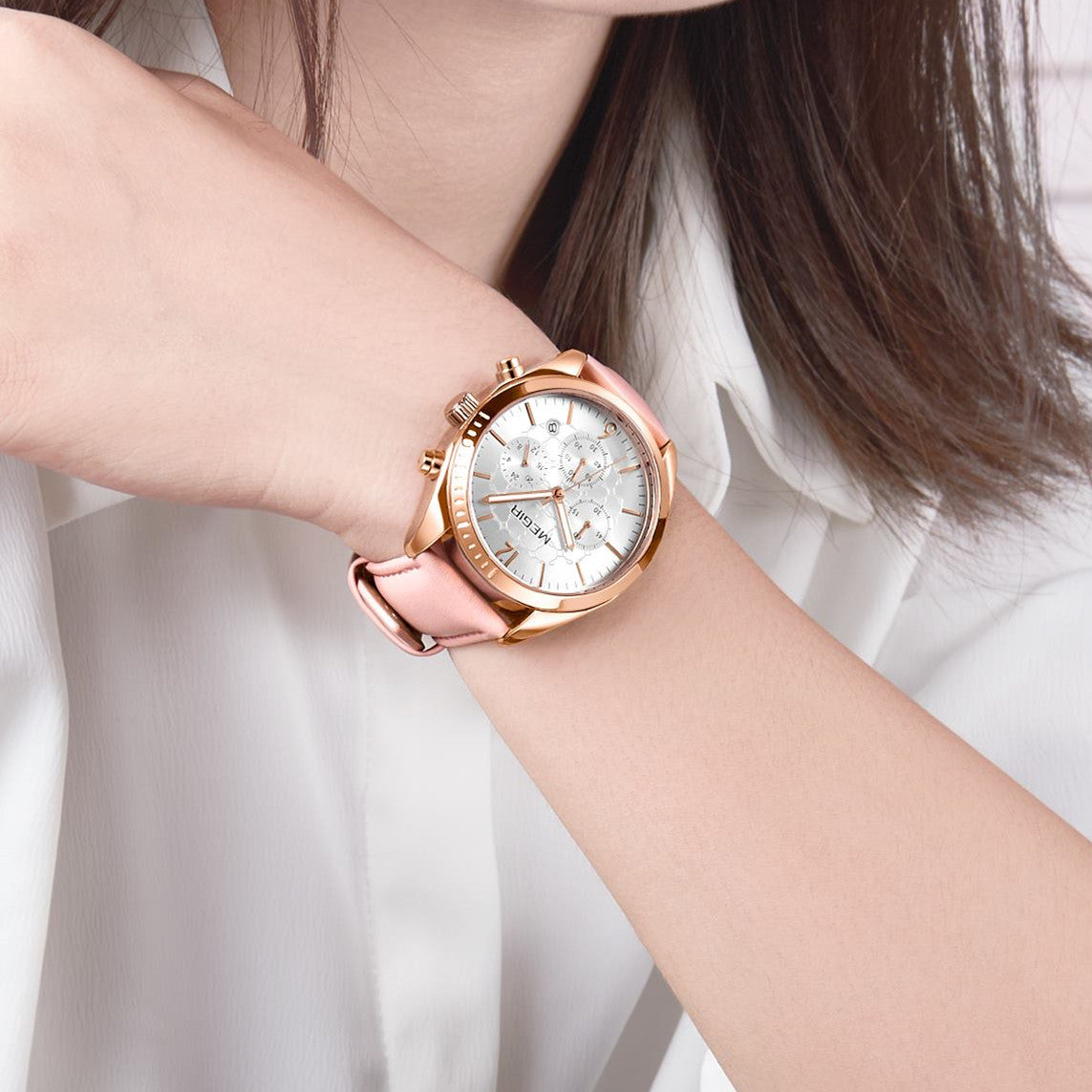 MEGIR Fashion Women Watches Luxury Ladies Casual Wristwatches Leather Female Quartz Bussiness Watch Dress Clock Relogio Feminino-4