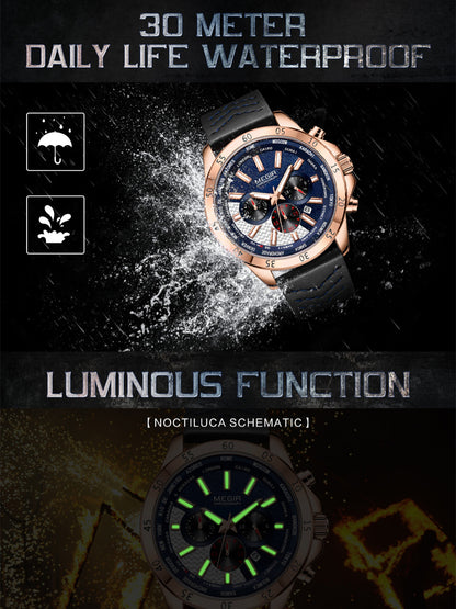 MEGIR Sports Watches for Mens Luxury Quartz Clock Chronograph Leather Fashion Casual Wristwatch Army Military Watch Reloj Hombre-11