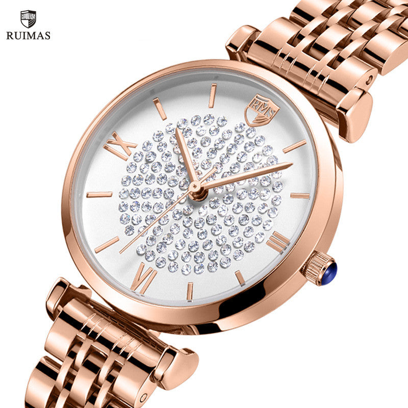 RUIMAS Fashion Women Watch Luxury Quartz Wristwatch Stainless Steel Ladies Casual Watches Dress Clock Relogio Feminino 538-0