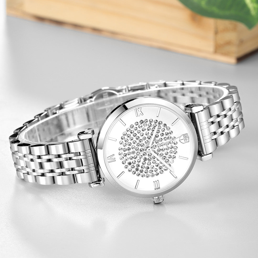 RUIMAS Fashion Women Watch Luxury Quartz Wristwatch Stainless Steel Ladies Casual Watches Dress Clock Relogio Feminino 538-4