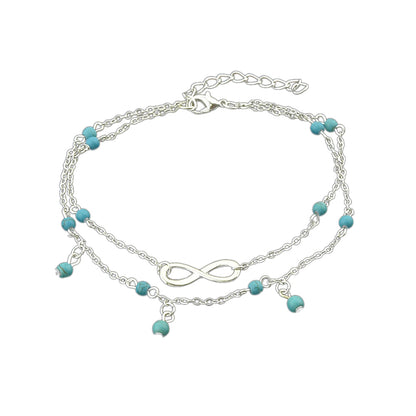 1 pc Double layer Chain Turquoise Infinity Anklet Barefoot Foot Beach Jewellery
