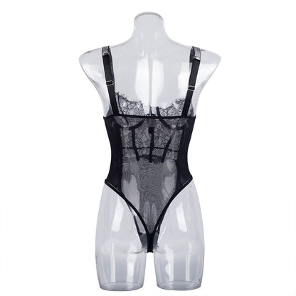 Elegant Black Lace Bodysuit with Ultra-T
