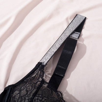 Elegant Black Lace Bodysuit with Ultra-Thin Mesh and Glitter - Wholesale Lingerie-7