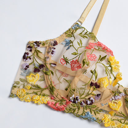 Glode Gorgeous Floral Embroidered Mesh Bra Set Bra Details