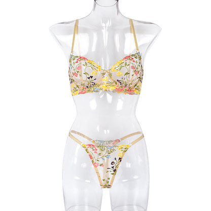 Glode Gorgeous Floral Embroidered Mesh Bra Set Front View