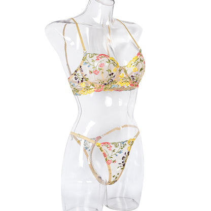 Gorgeous Floral Embroidered Mesh Bra Set-9
