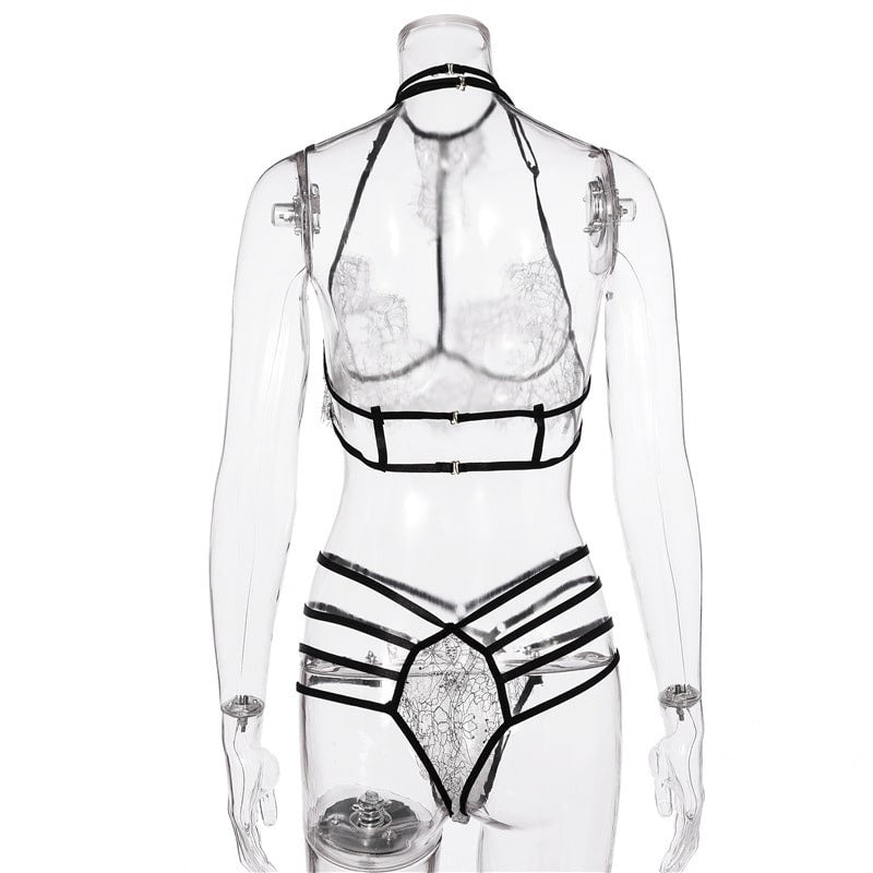 Halter Lace Bra Sexy Lingerie Set Site View