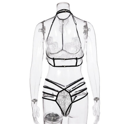 Halter Lace Bra Sexy Lingerie Set Site View