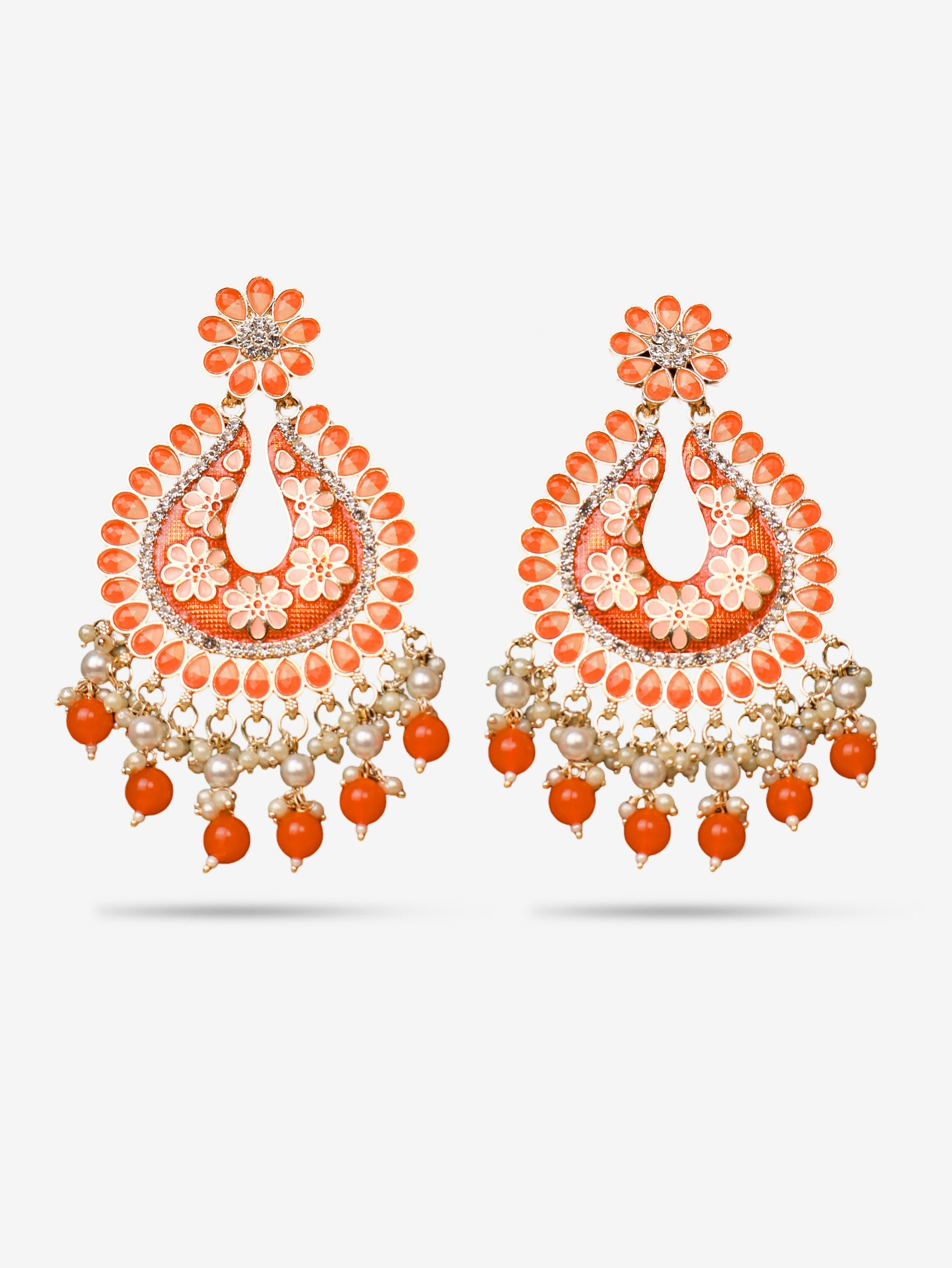 Jewels Chandbali Earrings for Women with Kundan Stones and Beads by Shreekama-4