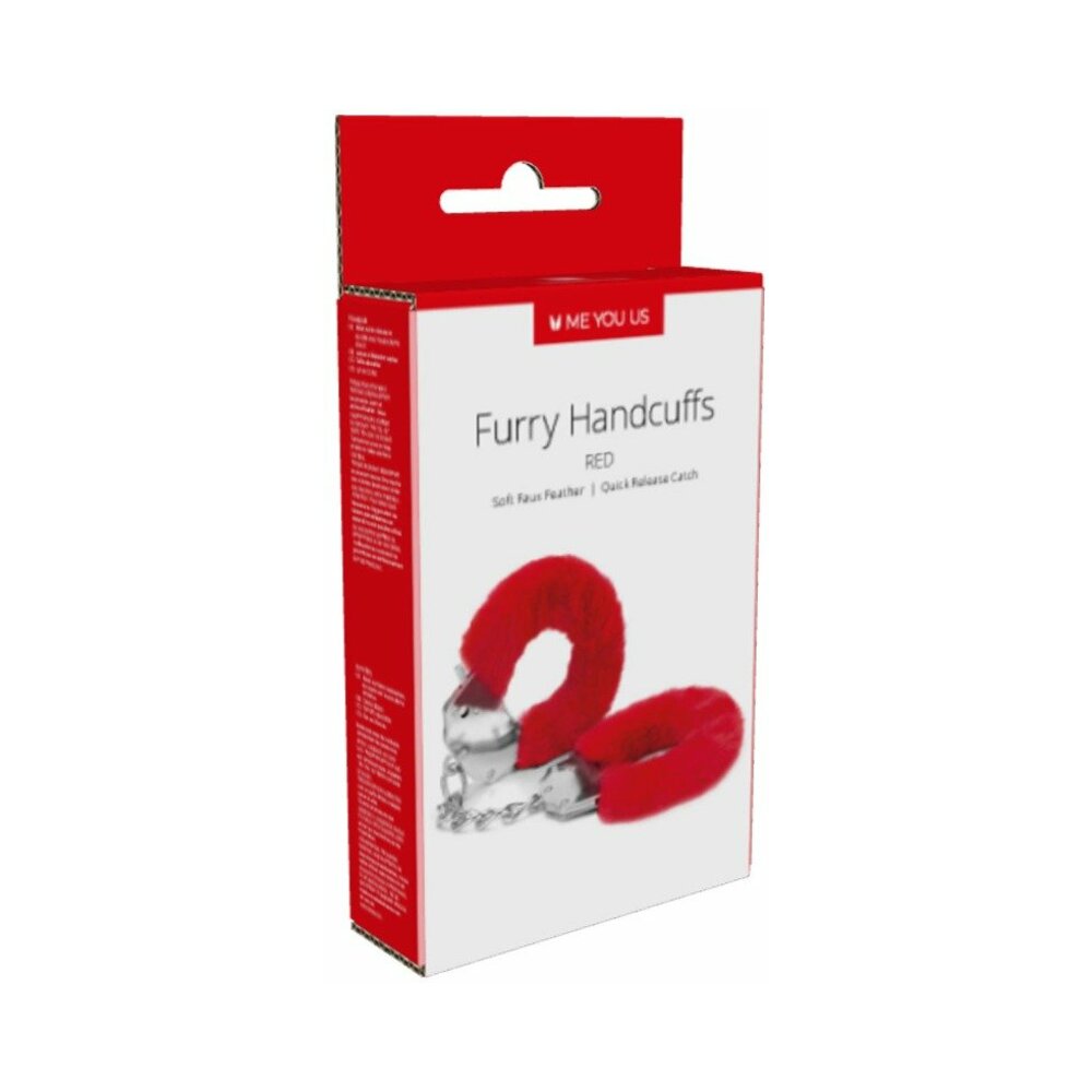 Me You Us Furry Handcuffs Red-0