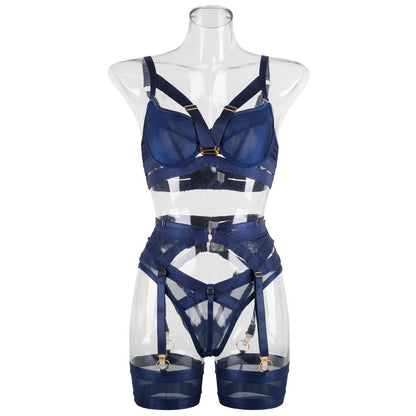 Nautical Charm Push Up Bra and Panties Set Front View