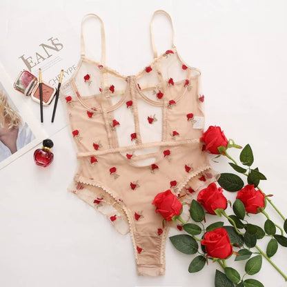 Transparent Embroidered Sexy Teddies For Women Over View