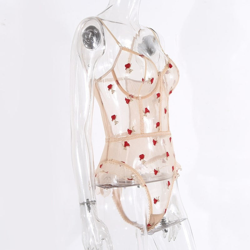 Transparent Embroidered Sexy Teddies For Women Site View