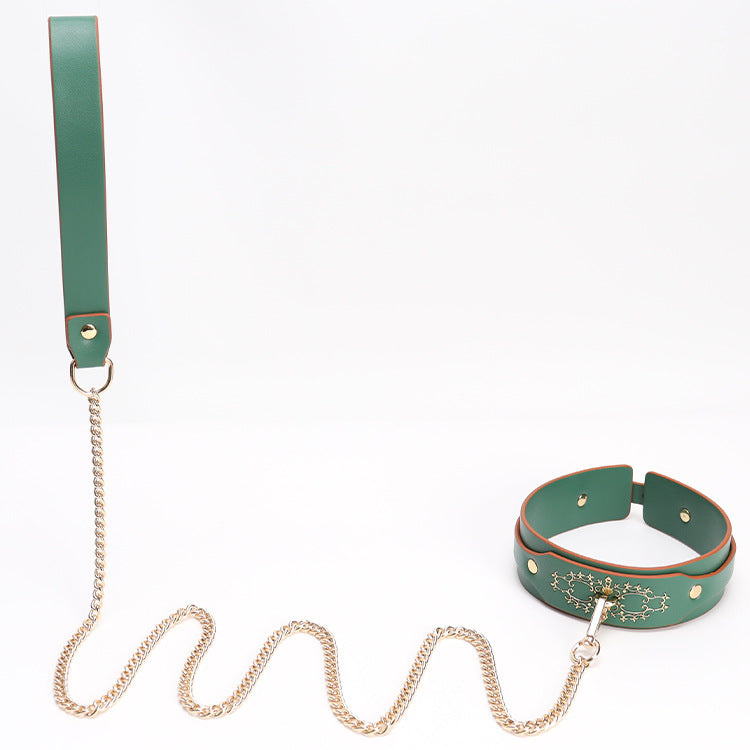 Wholesale Fox Pattern Soft Bondage Gear with Gold Plated Green leash