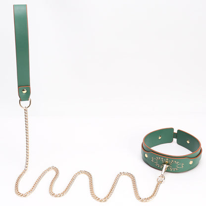 Wholesale Fox Pattern Soft Bondage Gear with Gold Plated Green leash