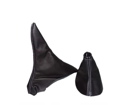 2015-2019 FORD MK6 White Stitch Genuine Leather Parking Brake & Shift Boot Cover-0