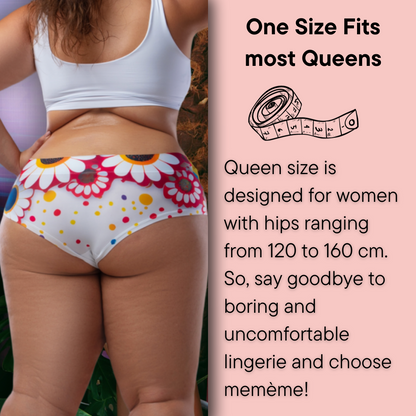 Memème Women’s Ultra-Comfortable Butterfly– Bliss  - Queen Size Panties | Original Prints, Unique Designs | Breathable Cotton Crotch, Stretchy Fit, Soft Flat Seams, No Elastic Bands | Style: High Waisted Brief | Everyday Use