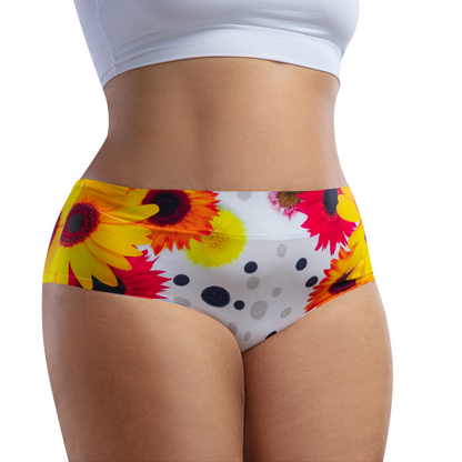 Memème Women’s Ultra-Comfortable DAISY– Gold - Queen Size Panties | Original Prints, Unique Designs | Breathable Cotton Crotch, Stretchy Fit, Soft Flat Seams, No Elastic Bands | Style: High Waisted Brief | Everyday Use