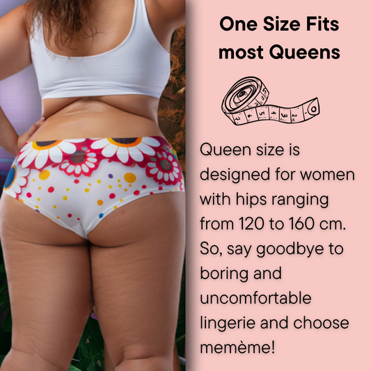 Memème Women’s Ultra-Comfortable DAISY– Gold - Queen Size Panties | Original Prints, Unique Designs | Breathable Cotton Crotch, Stretchy Fit, Soft Flat Seams, No Elastic Bands | Style: High Waisted Brief | Everyday Use