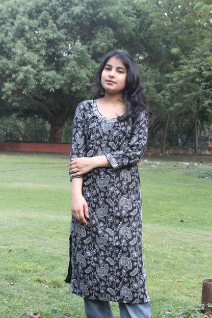 Midnight Paisley Cotton Kurti