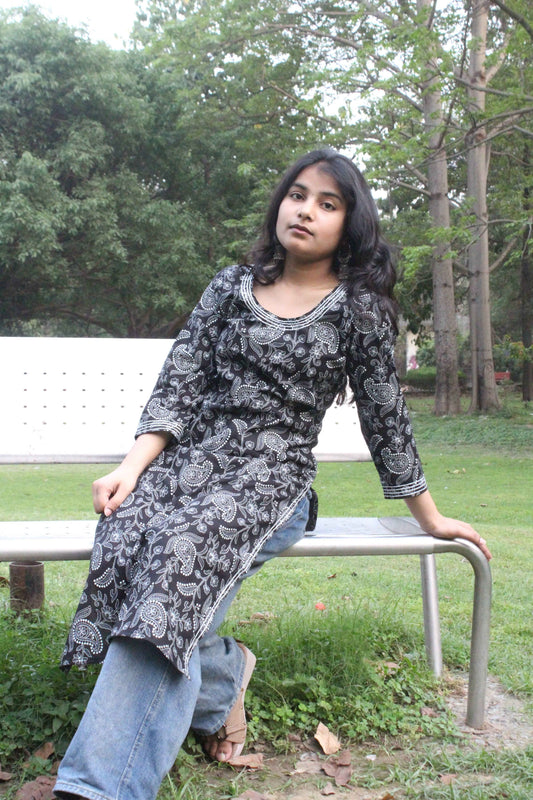 Midnight Paisley Cotton Kurti