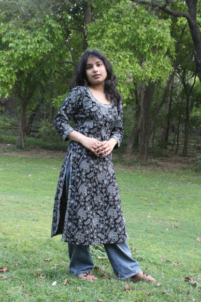 Midnight Paisley Cotton Kurti