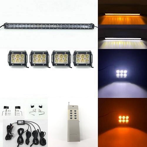 1 Slim Dual Color Strobe Light Bar Sync 4 Packs 4" LED Pods-0
