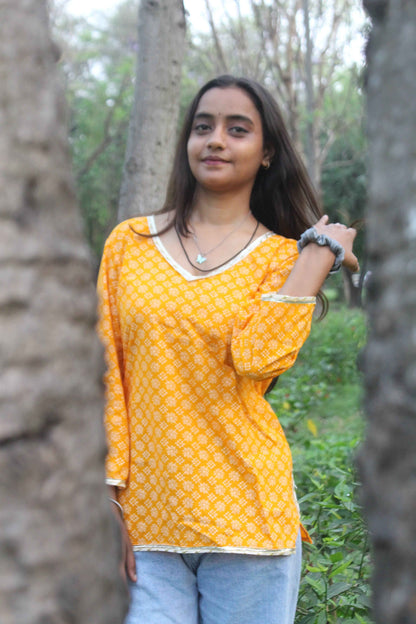 Yellow Dusk Cotton Kurti